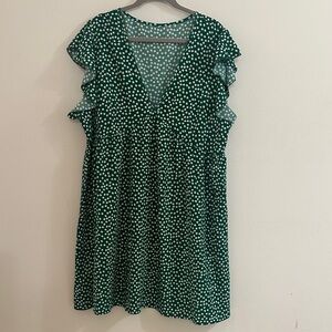 SHEIN Green and White Floral Dress